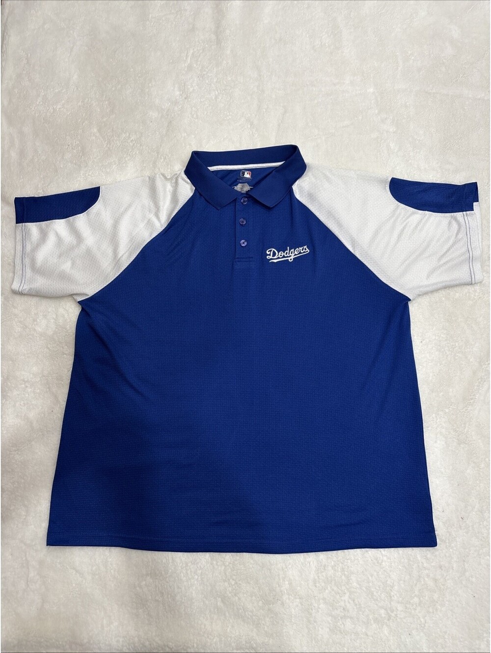 MLB Genuine Merchandise LA Dodgers Polo Shirt Blue Textured Short Sleeve